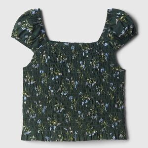 Gap Kids Green Floral Smocked Shirt Tank Top Girls Size XS 4-5 NWT New